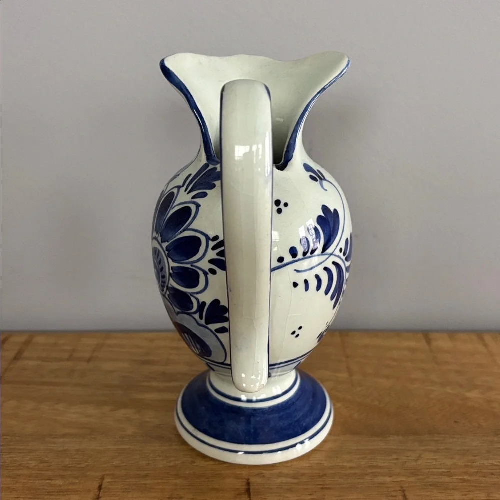Vintage Delfts Hand-painted Holland Blue White Floral Mini Ceramic Pitcher - Picture 4 of 5